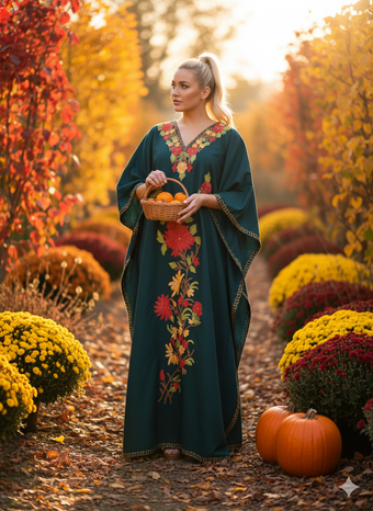 Women’s Teal Green Boho Kaftan Maxi Dress – Flowing Beach & Holiday Lounger L-2X